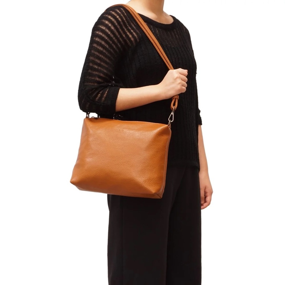 S.Q Women’s Vegan Leather Crossbody/Over Shoulder Purse, Tan, Adjustable Strap